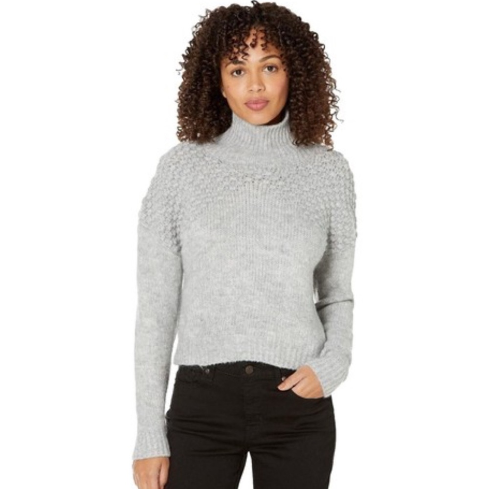 Free People Light Gray Knit Turtleneck Sweater